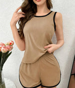 New women's sleepwear two-piece soft and comfortable solid color vest shorts casual home wear summer running sports set Y2K