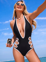 DEKA Sexy Hollow Out Bikini Set 2026 Women Black Bandage One Piece Swimsuit Summer Bathing Suit High Waist Backless Swimwear