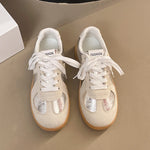 Silver Patchwork Platform Sneakers Women Thick Bottom Lace Up German Training Shoes Woman Spring Autumn Korean Non Slip Flats