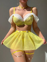 Fairy Sexy Lingerie Lace Bra Mini Skirt G-strings 5 Pieces Women's Underwear Fantasy Lingerie Set Romantic Mesh Erotic Lingerie
