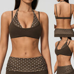 Women Polka Dot Striped Sports Bra Top Push Up Fitness Yoga Bra Underwear Sport Tops Breathable Running Vest Bralette Gym Wear