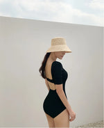 New Korea Sexy Mesh Cut Hollow Out High Waist Swimsuit Lady Monokini One Piece Swimwear Women Swim Bath Suit