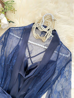 Women Lace Sleepwear Set Sheer Lace Robe with Cowl Neck Slip Nightdress Thin and Breathable Ladies 2Pcs Pajamas