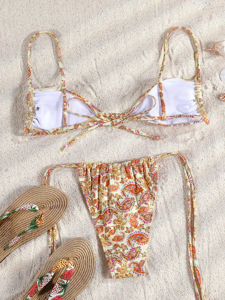 Miyouj Glitter Fabric Bikinis 2026 Sexy Bikini Set Folds Swimsuit Female Halter Bathing Suit Women Swimwear New Beachwear
