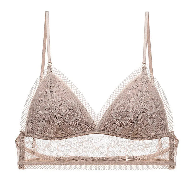 Sexy Lace Bra for Women Deep U Backless Bralette Triangular Soft Seamless Underwear Women Low Back Transparent Bras Tank Tops
