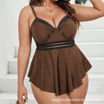 VigoJany 2026 Solid Patchwork Plus Size Tankini Women Push Up High Waist Big 2 Piece Swimsuit Backless Beach Large Bathing Suit