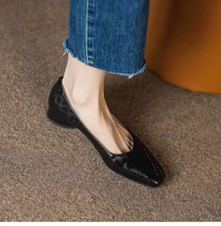 Fashionable and Comfortable Square-toe Shallow-mouth Single ShoesNew Block Heel Temperament Casual Women's Shoes