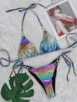 2025 Shiny Halter Rhinestone Diamond Bikini Female Swimsuit Women Swimwear Two-pieces Bikini Set Micro Strappy Bathing Suit Swim
