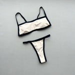 Sexy Beige Black Patchwork Bikini Set 2026 Women Halter Push Up Bra Thong Swimsuit Summer Bathing Suit Holiday Swimwear Biquini