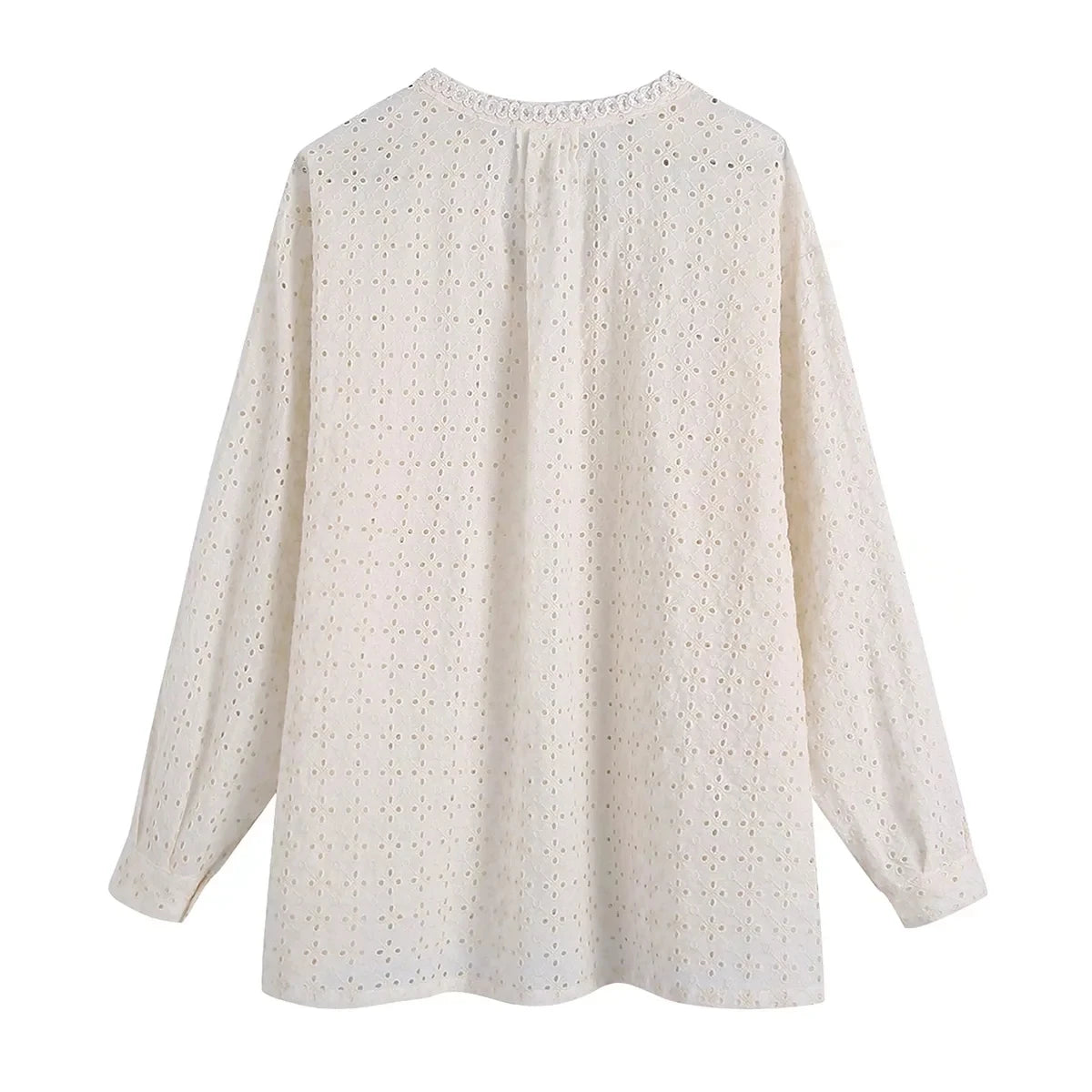 Foridol Embriodery Lace Cotton Blouse Shirt Women V Neck Vintage Hollow Out Tops Autumn Winter Casual Office Ladies Blouse Blusa