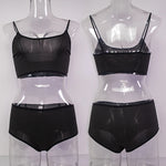 2pcs/pack Seamless Women Underwear Set Wireless Panties and Bra Sexy Briefs Tank Crop Top Brassiere Black Sexy Lingerie Sets