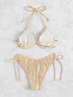 2026 Halter String Bikini Solid Push Up Swimsuit Women Sexy Swimwear Female Bathers Bathing Swimming Swim Suit Beachwear