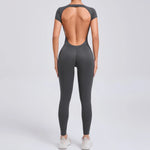 One-piece Yoga Padded Backless Suit Female Rompers Quick Dry Yoga Clothing Workout Bodysuits Scrunch Sports Jumpsuit Women