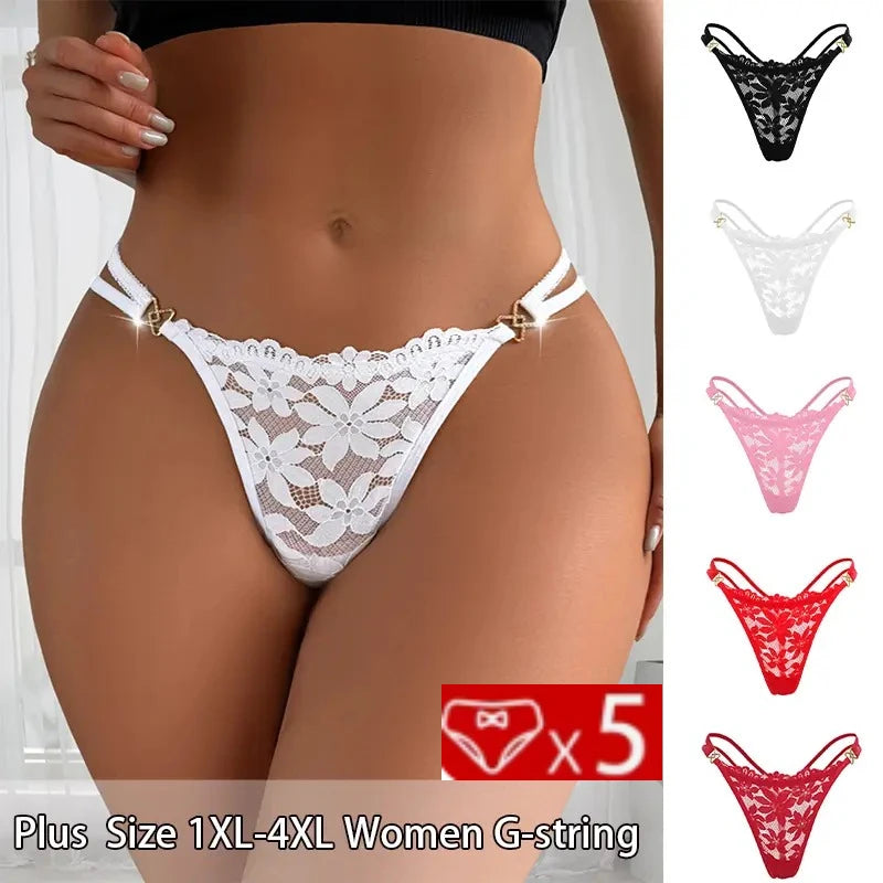 5pcs/pack Multi-color Plus Size Sexy Women g-string Sexy Lingerie Elegant Lady thongs Underwear 1XL-4XL Fashion Female Panties
