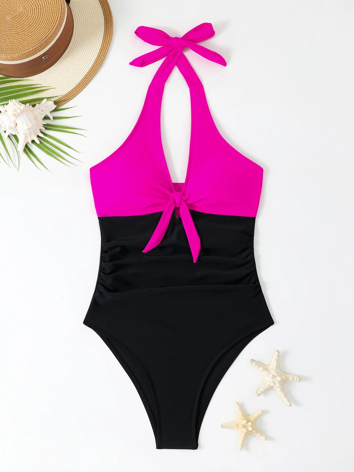 2026 Halter Swimsuit One Piece Slim Vintage Swimwear Women Sexy Bathers Bathing Swimming Swim Suit Female Beachwear XL