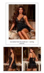 Green Lace Floral Babydoll Lingerie for Women Sexy Push Up Chemise Sleepwear with Back Hook and Eye Closure