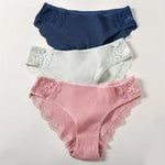 3Pcs/set Women's Cotton Panties M-2XL Trendy Patchwork Lace Underwear Female Low Waist Briefs Ladies Comfortable Underpants 2023