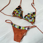 New Bandeau Biquini Sexy Bikini Women Swimsuit 2025 Female Swimwear Shiny Botton Swimming Suit Halter Bodysuit Beach Outfits