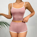 2026 New Women's Sleepwear and Home Wear Set Slim Fitting Camisole Shorts Casual and Comfortable Vest Sports Shorts 2-Piece Set