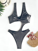 Sexy Black Brozing Front Bow Swimwear Women 2026 Hollow Out Backless Thong Bikini Summer Holiday Bathing Suit One Piece Swimsuit