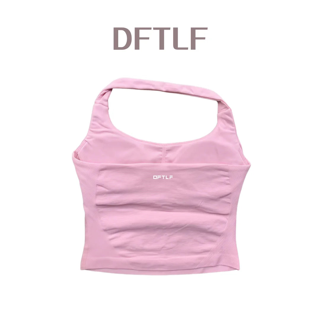 DFTLF Impact Halter Top Women Gym Clothing Backless Seamless Sports Yoga Vest Running Fitness Workout Sleeveless Tank Top
