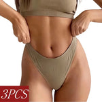 3Pcs/Set Women Brazilian Panties Low-Rise Thong Comfort T-back Underwear Sexy Lingerie High-Stretch G-string Multi Color M-XL