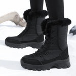 Winter Snow BootsWomen Waterproof Non-Slip Warm Northeast-Style Large Cotton Shoes, Ski , Fleece-Lined,High-Top Cotton Boots