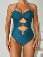 2026 Halter U-wire Swimsuit One Piece Sexy Hollow Swimwear Women Solid Bathing Swimming Swim Suit Padded Beachwear Summer XXL