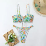 New Sexy Floral Print Bandeau Bikini 2026 Women Swimwear Female Swimsuit Two Pieces Thong Bikini Set Bather Bathing Suit Beach