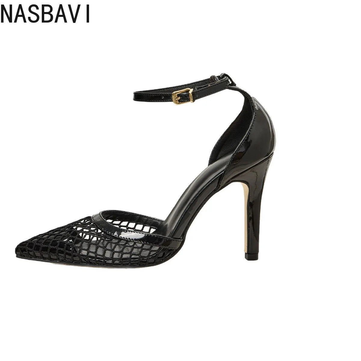 2026 Summer New Style - Three-color Mesh Open Toe Business Shoes with Round Tops, Small Inner Cuts, Thin High Heels