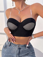 Sexy Mesh Bustier Women Bra Removable Straps Strapless Push‑up Bra Invisible Crop Top Underwire Lingerie