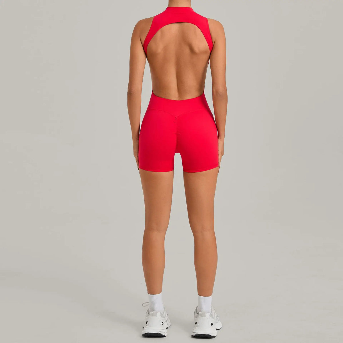 Women's Seamless Yoga Jumpsuits Sports Running Fitness Backless Sleeveless Hip-lifting One-piece Workout Gym Shorts Bodysuits