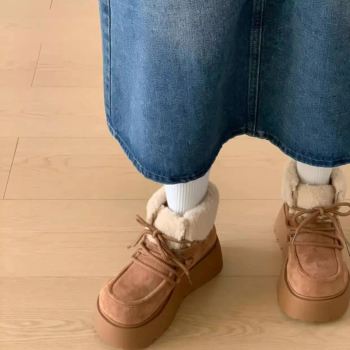 2026 New Winter Chunky Platform Women Fur Snow Boots Keep Warm Thick Sole Warm Cotton Short Booties Shoes Zapatos Mujer