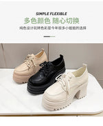 Spring Women Pumps Black Loafers Chunky 10CM High Heels High Platform British Autumn Ladies Thick Bottoms Shoes 2026 New