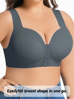 Women's Bra Plus Size Wireless Front Closure Seamless U-Back Fixed Cup Breathable Lingerie