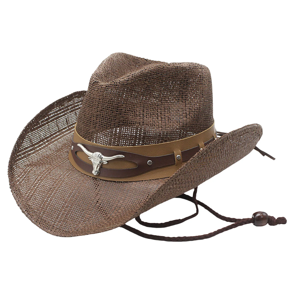 Womens Straw Cowboy Hat With Bull Head Wide Brim Breathable Western Hat With Chin Strap Sun Hat For Beach Outdoor Vacation 2026