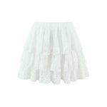 French-style Elegant Stand-up Collar Tie-waist Slim-fit Pleated Long-sleeve Shirt For Women With Waist Lace Cake Skirt QXS5