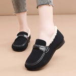 Retro Women's Slip on Flat Shoes White Women Soft Sole Non-slip Loafer Female Casual Plush Warm Cotton Shoes Zapatillas Mujer