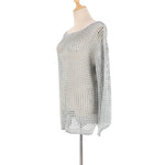 Long Sleeve Hollow Out Top Crochet Knitted Tunic Beach Cover Up Cover-ups Beach Dress Beach Wear Beachwear Female Women V4250