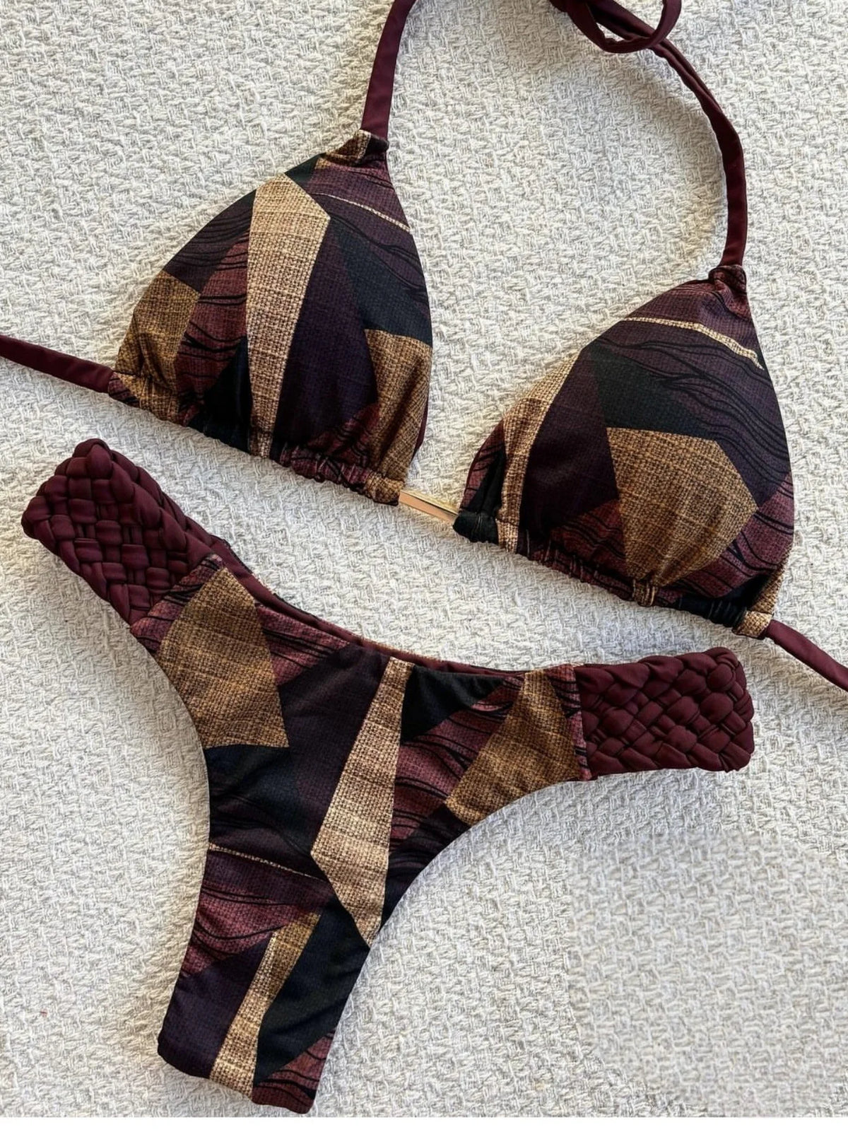 Fashion Print Halter Mini Thong High Cut Bikini Female Swimsuit Women Swimwear Two-pieces Bikini Set Bather Bathing Suit Swim