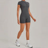 Women's Seamless Yoga Jumpsuits Fitness Sports Hip-lifting Backless Short-sleeved Training Gym Workout Shorts One-piece