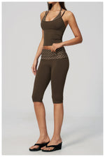 New Fake Two-piece Yoga Sets Women Striped Shock-absorbing Slim Sports Tank Top Fitness Suit Gym High Waist Mid Pants Tracksuit