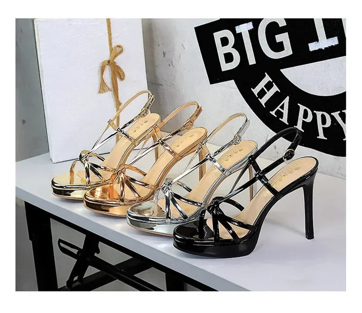 BIGTREE Classic Black Ankle Strap Stiletto Heels Round Toe Open Toe High Heels Women's Versatile Dress Shoesfor All Occasions