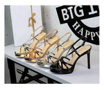 BIGTREE Classic Black Ankle Strap Stiletto Heels Round Toe Open Toe High Heels Women's Versatile Dress Shoesfor All Occasions