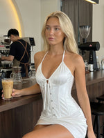 Women Retro Fishbone Tank Tops Sleeveless Slim Fit Corset Summer Open Back Bandage Vest Summer
