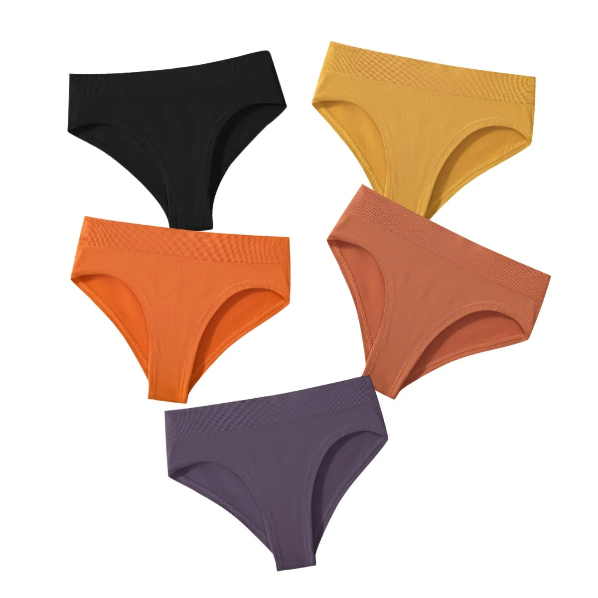 5Pcs/Set Briefs High Rise Panty Women Panties Female Underpants Solid Color Seamless Underwear S-XXXL Sexy Lingerie Intimates