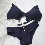 Sexy Women Underwear Set French Thin Cup Deep V Push Up Bra Summer Solid Wire Free Comfort Seamless Lingerie and Bra Briefs Set