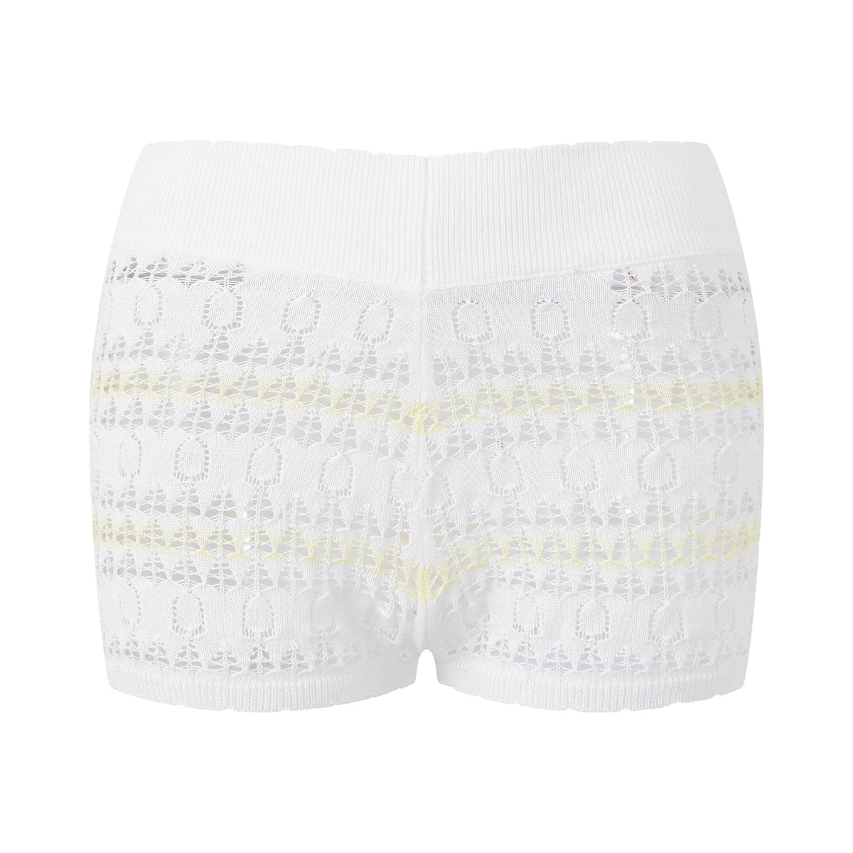 Summer Women's Knit Mini Shorts Elastic Waist Skinny Striped Print Micro Shorts Casual Daily Club Short Pants Beach Cover-ups
