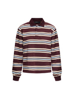 Women's Fall Striped Print T-Shirt Contrast Color Long Sleeve Lapel Neck Button-up Casual Pullover Tops