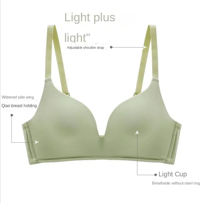 Sexy No Wire Push Up Underwear Women Seamless Bra Girls Students Breathable Thin Bras Female's Bra Breathable Gathered Lingerie